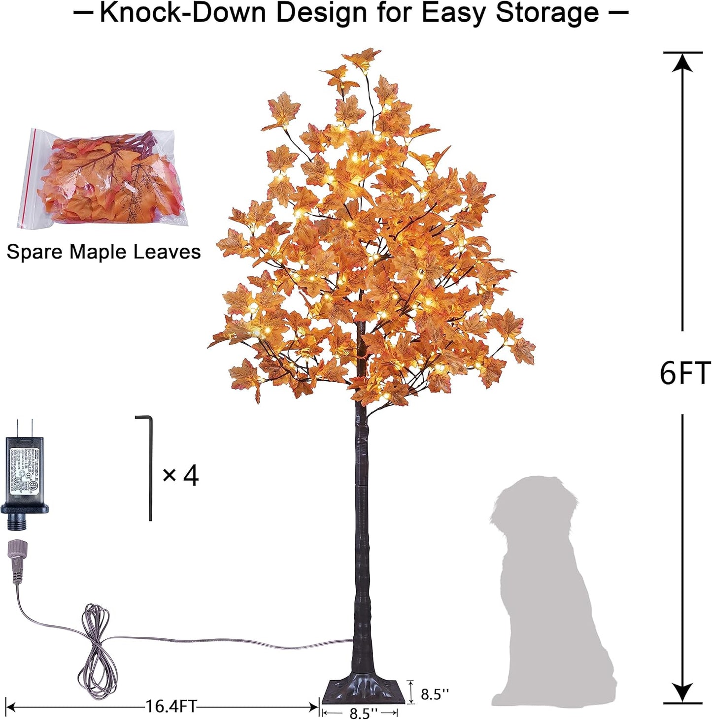 Faux Maple Tree Lighted